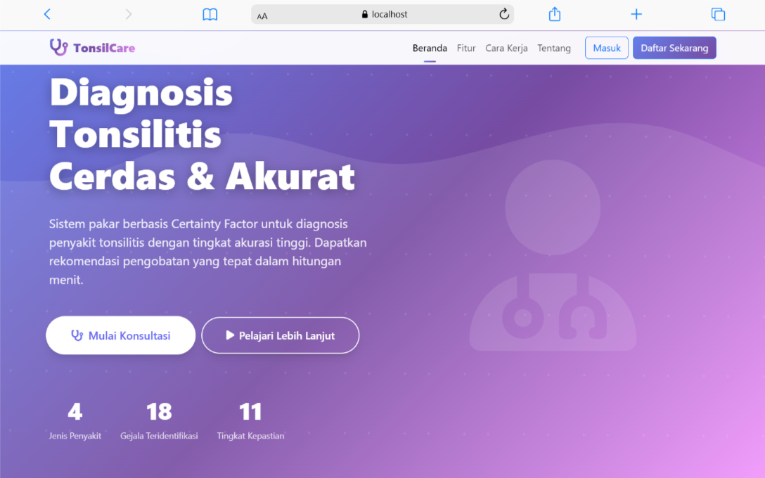 Sistem Pakar Diagnosis Penyakit Amandel Menggunakan Metode Certainty Factor (Studi Kasus: Klinik THT Tamtama Medical Center)